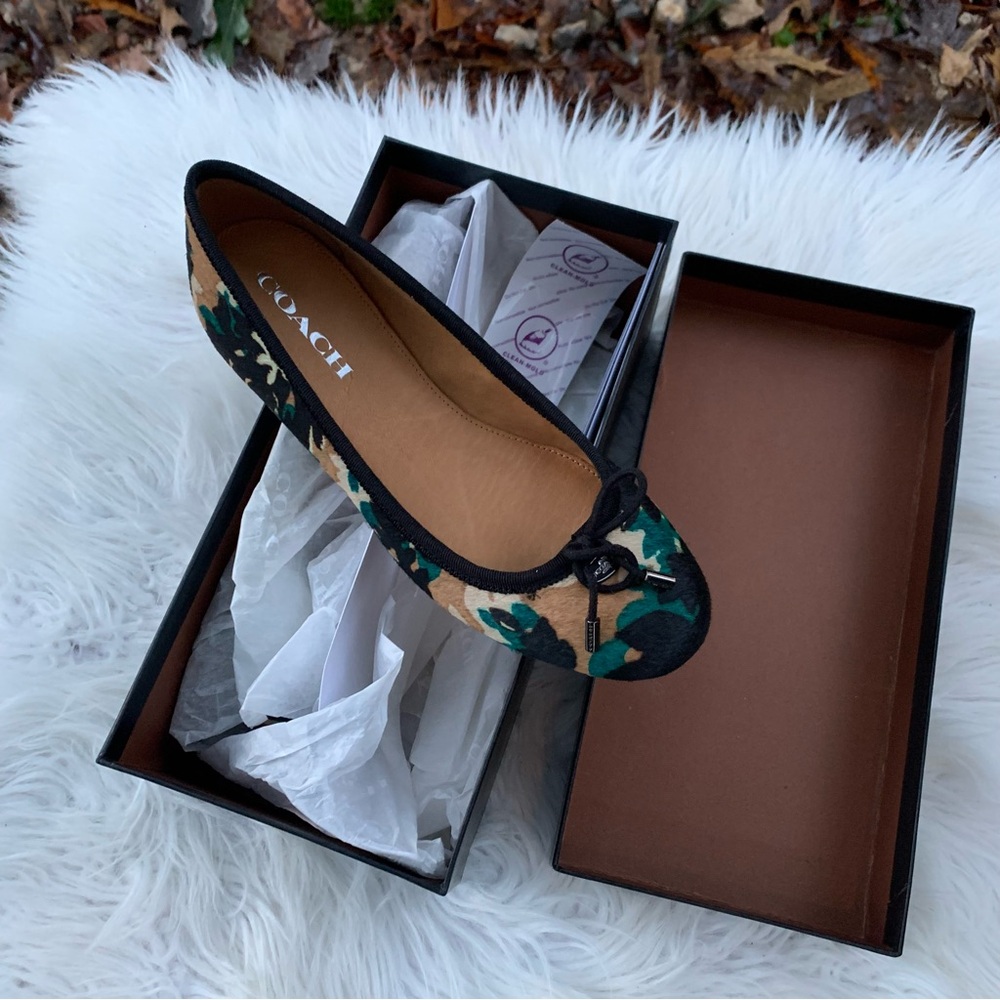 Coach Lara Ballet Flats Walnut Multi Slip-On Shoes Size 6 - Picture 2 of 3